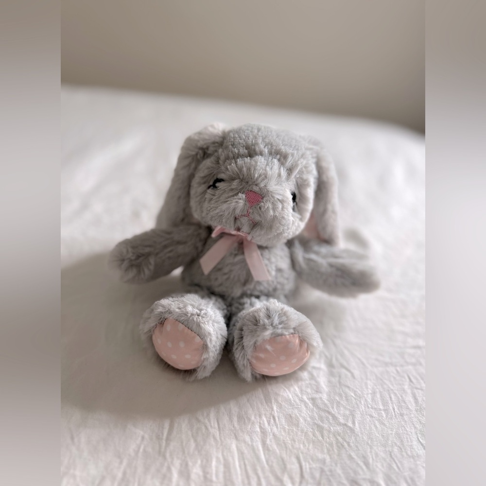 Small grey and pink bunny